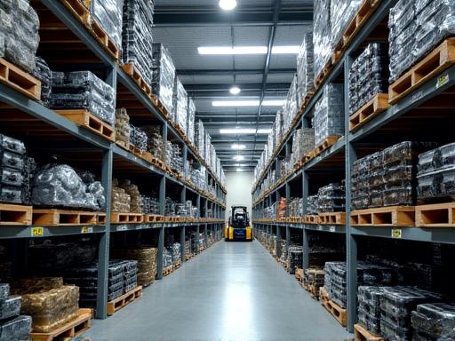 Automotive parts warehouse with various car components